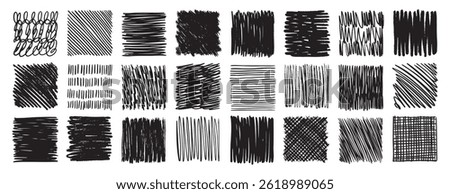 Scribble doodle collection Ink sketch Hand drawn set. Scrawl elements. abstract drawing texture square. Vector illustration