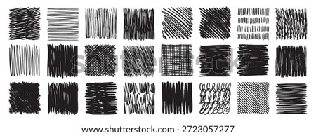 Scribble doodle collection Ink sketch Hand drawn set. Scrawl elements. abstract drawing texture square. Vector illustration