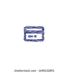 garabatos de diseño de icono del logo de la tarjeta de crédito. Dibujo de tarjeta de crédito con lápiz o lápiz.