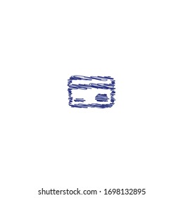 garabatos de diseño de icono del logo de la tarjeta de crédito. Dibujo de tarjeta de crédito con lápiz o lápiz.