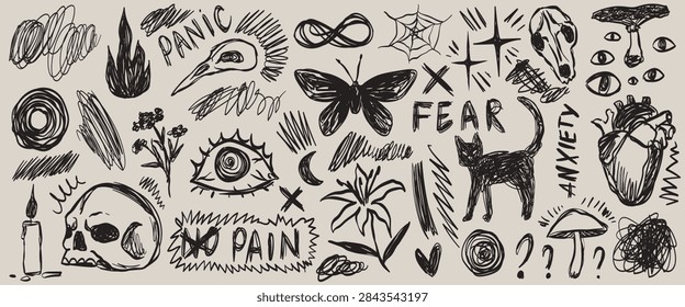Scribble doodle elements poster