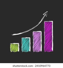 Scribble doodle growth finance , chart, collage style infographic with neon colors