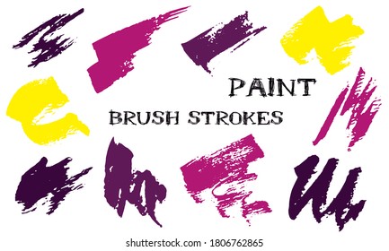 Scribble doodle ink brush strokes vector collection. Grunge texture abstract graphic design elements. Hand drawn colorful brushstrokes on white background.