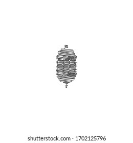 scribble doodle of islamic lantern logo icon design . Pencil or pen skecth arabic decoration lamp illustration. 