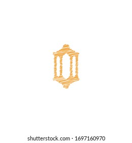 scribble doodle of lantern islamic logo icon design