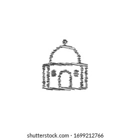 scribble doodle of mosque logo icon design. Hand drawn sketched with scribble fill
