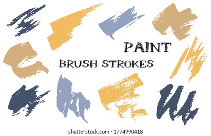 Scribble doodle paint brush strokes vector collection. Grunge texture artistic graphic design elements. Hand drawn color swatches on white background.