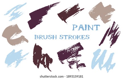 Scribble doodle paint brush strokes vector band. Grunge texture dirty graphic design elements. Isolated color samples on white background.