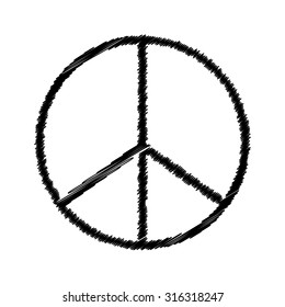 Scribble, Doodle Peace Sign, Vector