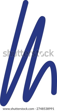 Scribble doodle stroke forming a looping zigzag line with smooth curves and tapered ends. Symbol of spontaneity, creativity, signature mark, and free expression. Cartoon vector illustration.