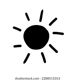 Scribble doodle sun hand drawn simple drawing vector icon weather climate positive emotion set