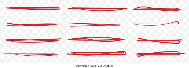 Scribble doodle underline emphasis line shape set. Hand drawn brush stroke elements. eps 10.