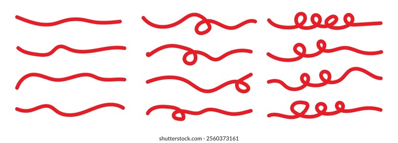 Scribble doodle underline emphasis line shape set. Hand drawn brush stroke elements.