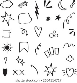 Scribble doodle underline emphasis line shape set.