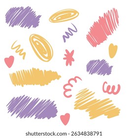 Scribble doodle underline emphasis line shape set. with star; emoji; line amazing style vector file 
