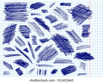 Scribble Doodle Vector. Big Set Or Simple Ink Doodles. Pencil Effect Strokes Collection. Sketch Design Elements. Notebook Pen Doodles. Scribbles For Web Design Or Printed Products.