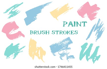 Scribble doodle watercolor brush strokes vector set. Grunge texture hipster graphic design elements. Hand drawn paint traces on white background.