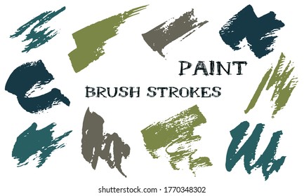Scribble doodle watercolor brush strokes vector set. Grunge texture colored graphic design elements. Freehand paint shapes on white background.