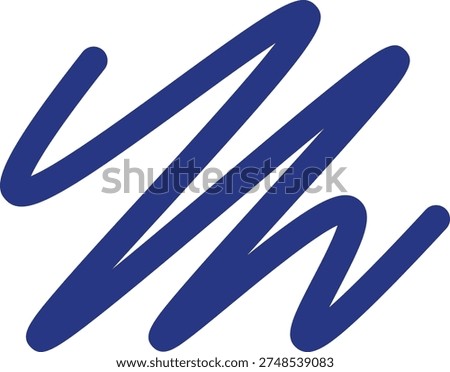 Scribble doodle zigzag stroke with bold curvy line, isolated on white background. Symbol of creativity, spontaneity, brainstorm, and dynamic energy for branding, layout. Cartoon vector illustration.