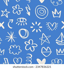 Scribble Doodles Abstract Seamless Pattern Background Texture