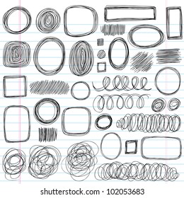 Scribble Doodles Sketchy Back To School Notebook Vector Illustration Design Elements On Lined Sketchbook Paper Background