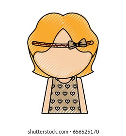 scribble faceless women avatar icon