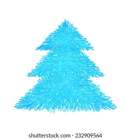 Árbol de abetos, elemento de diseño dibujado a mano, boceto vectorial