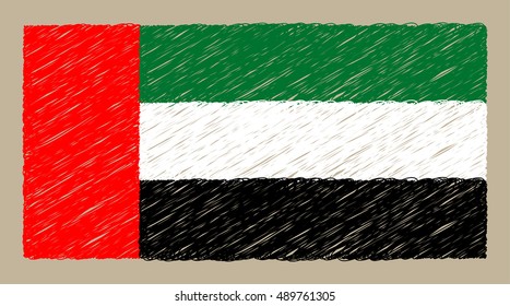Scribble flag of UAE.Vector illustration.