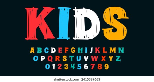 scribble font. chalkboard alphabet. cute cartoon font design