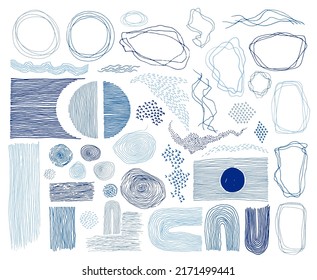 Scribble frames, lines and dots texture backgrounds vector collection. Pencil freehand borders, design creative elements. Line frames, grunge dot particles shapes. Curve freehand stripes.