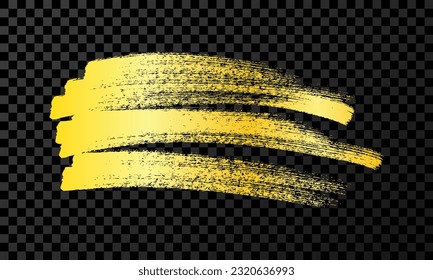 Scribble with a gold glitter marker. Doodle style scribble. Gold hand drawn design element on dark transparent background. Vector illustration