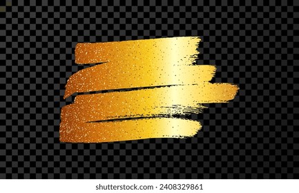 Scribble with a gold glitter marker. Doodle style scribble. Gold hand drawn design element on dark transparent background. Vector illustration
