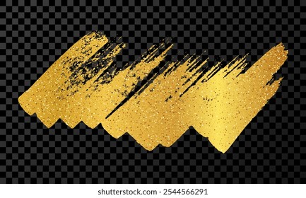 Scribble with a gold marker. Doodle style scribble. Gold hand drawn design element on dark transparent background. Vector illustration