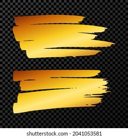 Scribble with a gold marker. Set of two doodle style various scribbles. Gold hand drawn design elements on dark transparent background. Vector illustration