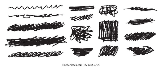 Kritzel-Grunge-Doodle-Line-Set. handgezeichnete Linien chaotisch Bleistift Pinsel Formen und Kohle Abstriche. Vektorgrafik