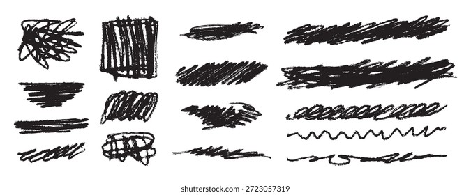 scribble grunge doodle line set. hand drawn lines messy pencil brush shapes and charcoal smears. Vector illustration