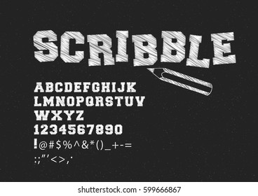 Scribble hand drawing alphabet set. Vector Illustration.