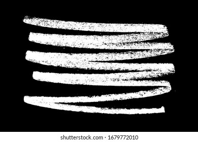 Scribble hand drawn in chalk on black background. Monochrome stain element. Digitally generated image. Vector illustration, Eps 10.