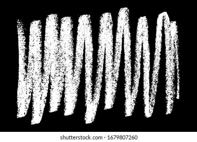 Scribble hand drawn in chalk on black background. Monochrome stain element. Digitally generated image. Vector illustration, Eps 10.