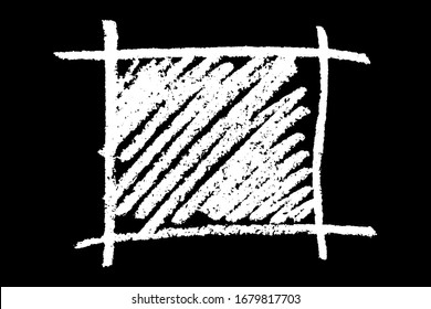 Scribble hand drawn in chalk on black background. Monochrome stain element. Digitally generated image. Vector illustration, Eps 10.