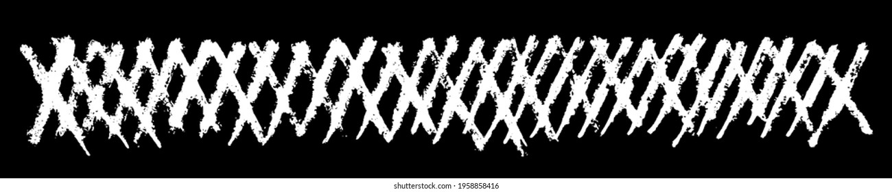 Scribble hand drawn in chalk on black background. Monochrome stain element. Horizontal long banner for site. Panoramic. Vector illustration, Eps 10