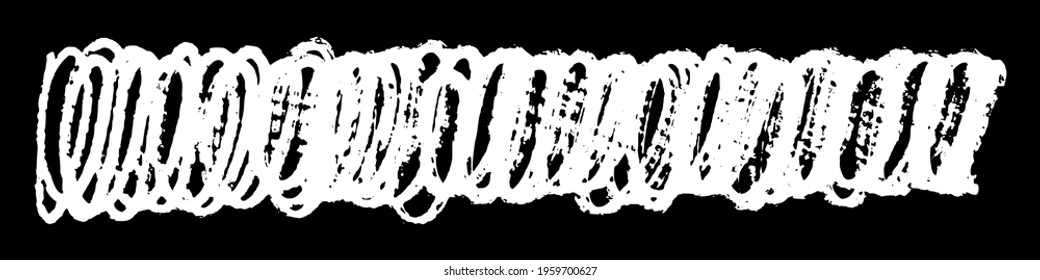 Scribble hand drawn in chalk on black background. Monochrome stain element. Horizontal long banner for site. Panoramic. Vector illustration, Eps 10