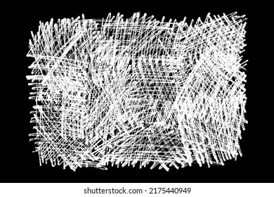 Scribble hand drawn in chalk on black background. Monochrome stain element. Digitally generated image. Vector illustration, Eps 10.