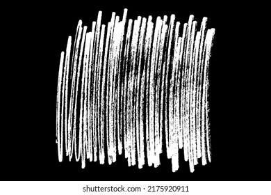 Scribble hand drawn in chalk on black background. Monochrome stain element. Digitally generated image. Vector illustration, Eps 10.