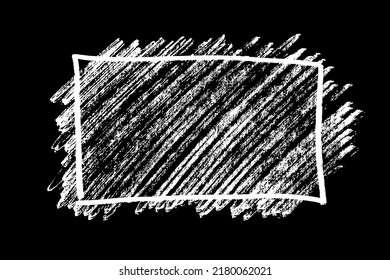 Scribble hand drawn in chalk on black background. Monochrome stain element. Digitally generated image. Vector illustration, Eps 10.