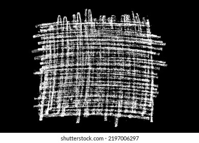 Scribble hand drawn in chalk on black background. Monochrome stain element. Digitally generated image. Vector illustration, Eps 10.