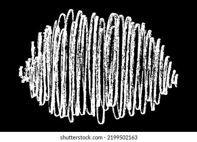 Scribble hand drawn in chalk on black background. Monochrome stain element. Digitally generated image. Vector illustration, Eps 10.