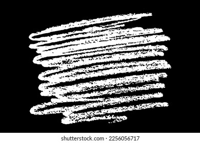 Scribble hand drawn in chalk on black background. Monochrome stain element. Digitally generated image. Vector illustration, Eps 10.