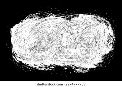 Scribble hand drawn in chalk on black background. Monochrome stain element. Digitally generated image. Vector illustration, Eps 10.