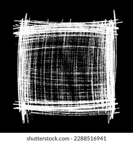 Scribble hand drawn in chalk on black background. Monochrome stain element. Digitally generated image. Vector illustration, Eps 10.